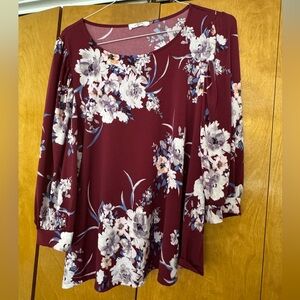 CLEARANCE Becon Floral Burgundy Women's Top